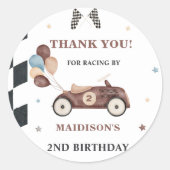 Race auto Verjaardagsfeestje Classic Ronde Sticker (Voorkant)