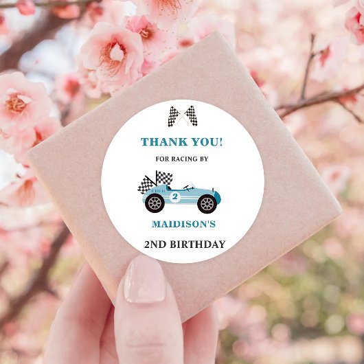 Race auto Verjaardagsfeestje Classic Ronde Sticker