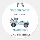 Race auto Verjaardagsfeestje Classic Ronde Sticker (Voorkant)