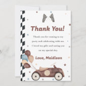 Race auto verjaardagsfeestje dank u kaart (Voorkant)