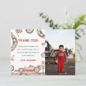 Race Auto Verjaardagsfeestje Foto Bedankt Kaart (Staand voorkant)