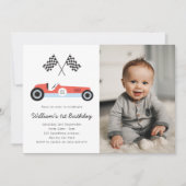  Race Auto Verjaardagsfeestje Fotouitnodiging Kaart (Voorkant)