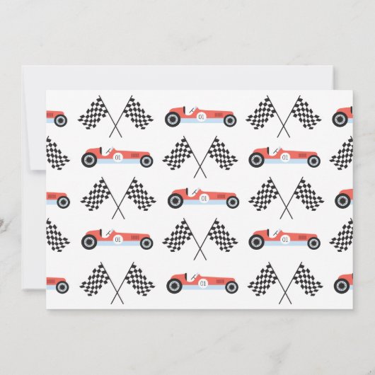  Race Auto Verjaardagsfeestje Fotouitnodiging Kaart (Achterkant)