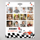  Race Auto Verjaardagsfeestje Mijlpaal teken Poster (Voorkant)