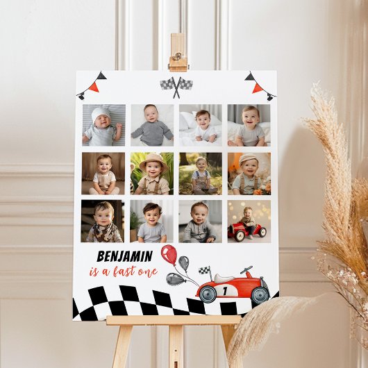  Race Auto Verjaardagsfeestje Mijlpaal teken Poster