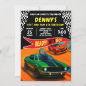 Race auto verjaardagsfeestje ontwerp kaart (Voorkant)