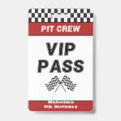 Race Auto Verjaardagsfeestje Pit Crew VIP Pas Pit  Badge (Achterkant)