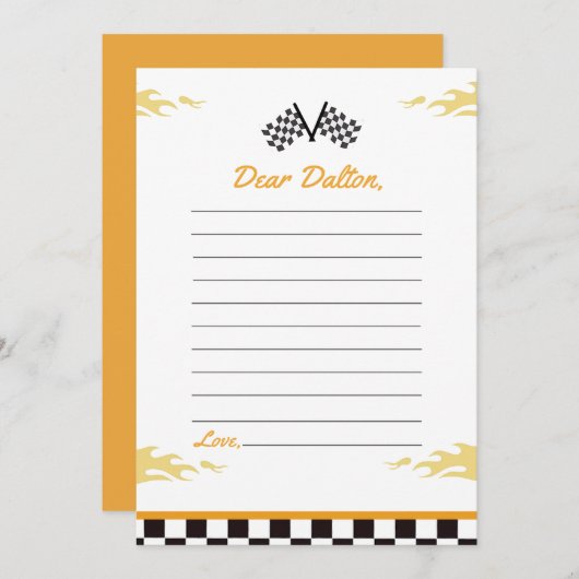 Race auto Verjaardagsfeesttijd Capsule Note Kaart (Voorkant / Achterkant)