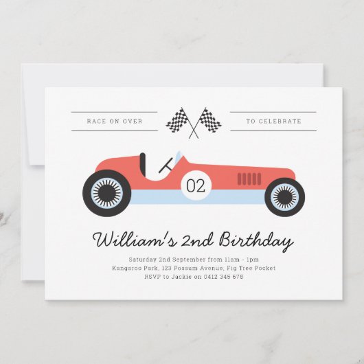  Race Auto Verjaardagsfeestuitnodiging Kaart (Voorkant)