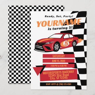 Race Auto Verjaardagsuitnodiging (Rood) Kaart
