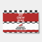 Race Auto VIP Pas Pit Crew Verjaardagsfeestje Badge (Voorzijde)