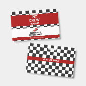 Race Auto VIP Pas Pit Crew Verjaardagsfeestje Badge (Voor- en achterkant)