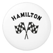 Race auto vlaggen kwekerij keramische knop (Voorkant)