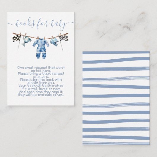 Race Auto waslijn Boeken voor Baby Informatiekaartje (Voorkant / Achterkant)