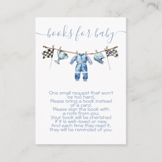 Race Auto waslijn Boeken voor Baby Informatiekaartje (Voorkant)