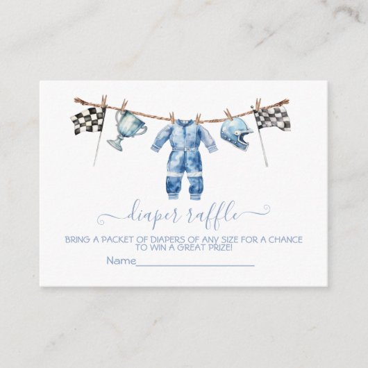 Race auto waslijn Luier Raffle kaart (Voorkant)