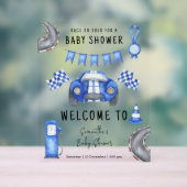 Race auto Welkom Baby shower Acryl Bord (Neutraal)