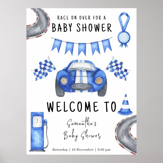 Race auto Welkom Baby shower Poster (Voorkant)