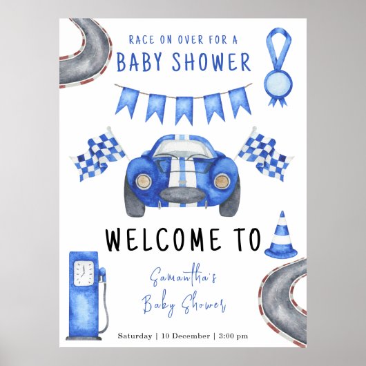 Race auto Welkom Baby shower Poster (Voorkant)
