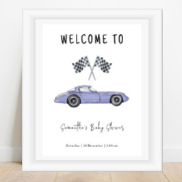 Race auto Welkom Baby shower Poster