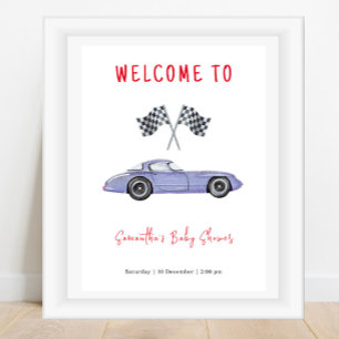 Race auto Welkom Baby shower Poster