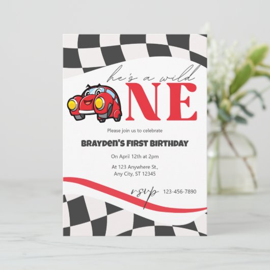 Race auto Wild Een uitnodiging (Staand voorkant)