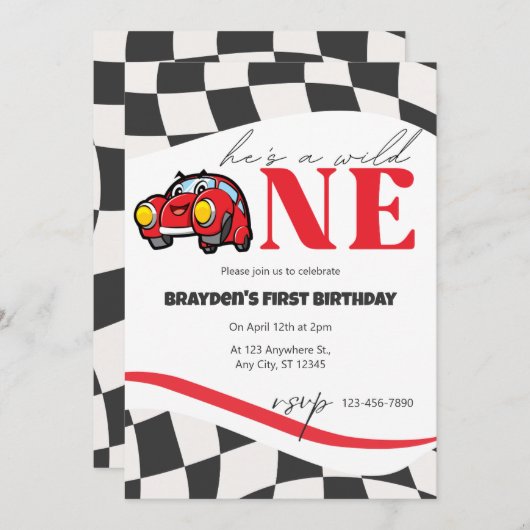 Race auto Wild Een uitnodiging (Voorkant / Achterkant)