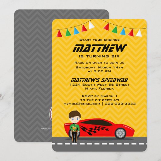 Race-autobestuurder Kaart (Voorkant / Achterkant)