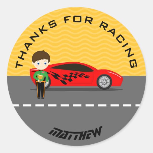 Race-autobestuurder Ronde Sticker (Voorkant)