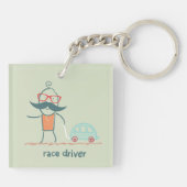 Race-autobestuurder Sleutelhanger (Achterkant)