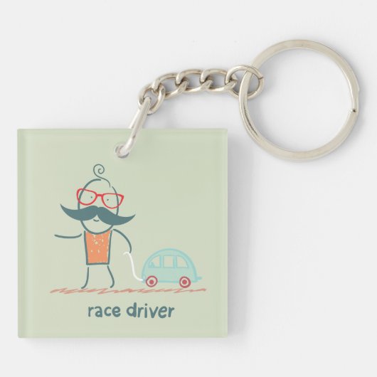 Race-autobestuurder Sleutelhanger (Achterkant)