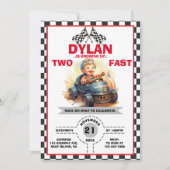 Race auto's 2e verjaardag uitnodigen kaart (Voorkant)