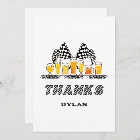 Race Auto's & Bier Geruite Vlag RaceDay Verjaardag Bedankkaart (Voorkant / Achterkant)