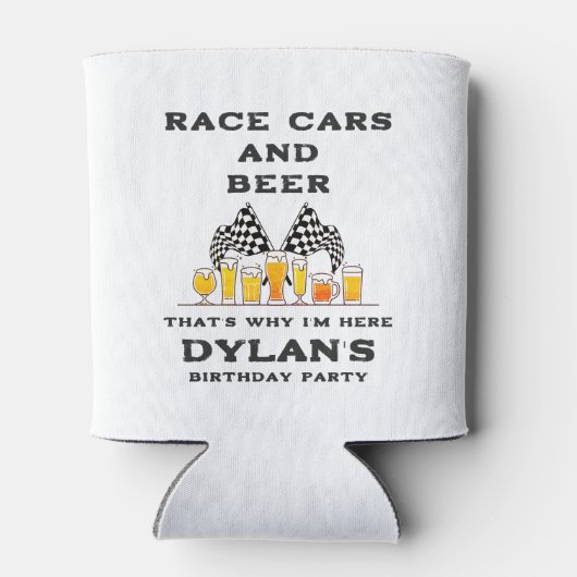 Race Auto's & Bier Geruite Vlag RaceDay Verjaardag Blikjeskoeler (Achterkant)