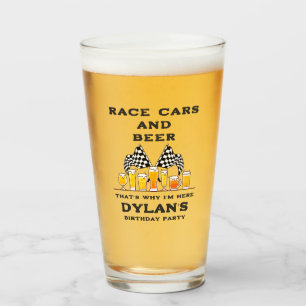 Race Auto's & Bier Geruite Vlag RaceDay Verjaardag Glas