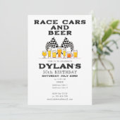 Race Auto's & Bier Geruite Vlag RaceDay Verjaardag Kaart (Staand voorkant)