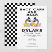 Race Auto's & Bier Geruite Vlag RaceDay Verjaardag Kaart (Voorkant / Achterkant)