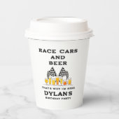 Race Auto's & Bier Geruite Vlag RaceDay Verjaardag Papieren Bekers (Voorkant)