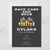 Race auto's en bier geruite vlag Raceday Verjaarda Kaart (Voorkant)