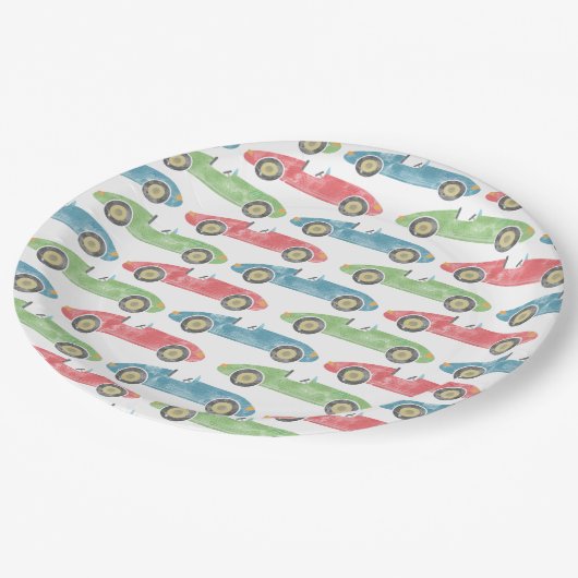  race auto's verjaardagsservetten papieren bordje (Gekanteld)