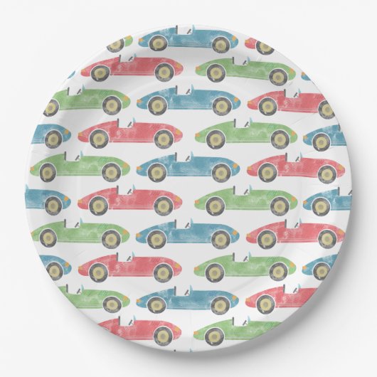  race auto's verjaardagsservetten papieren bordje (Voorkant)
