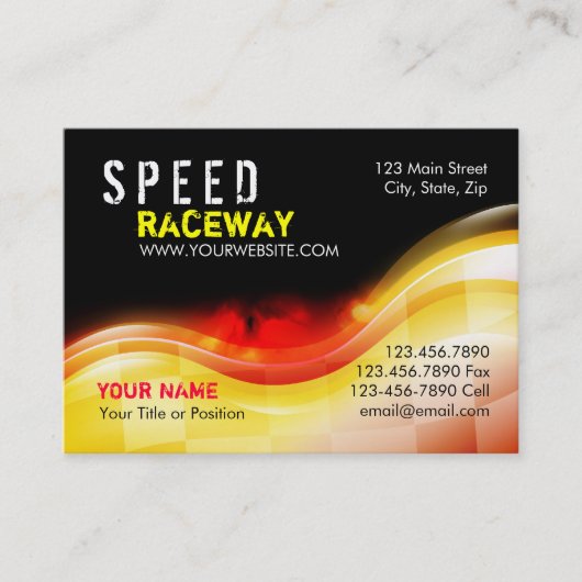 Race-autosnelheidslampjes in brand visitekaartje (Voorkant)