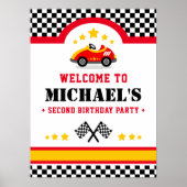 Race-autoverjaardagsfeestje welkomstsignaal poster (Voorkant)