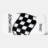 Race Black White Gecontkered Flag Name Persoonlijk Case-Mate iPhone Case (Achterkant (horizontaal))