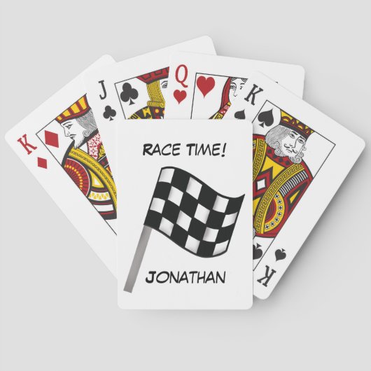 Race Black White Gecontkered Flag Name Persoonlijk Pokerkaarten (Achterkant)