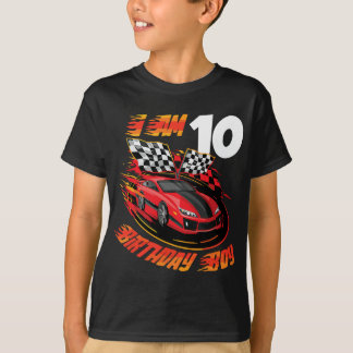 Race Car 10th Birthday Boy 10 Year Old Racing Car T-shirt