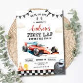 Race Car 1st Birthday Invitation, First Lap Racing Kaart