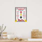 Race Car 1st Birthday Party Milestone Poster (Keuken)