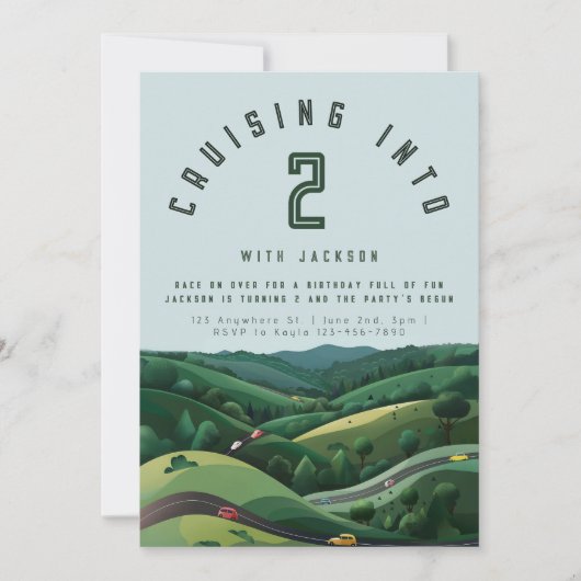 Race Car 2e verjaardag uitnodiging | De twee snell (Voorkant)