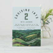 Race Car 2e verjaardag uitnodiging | De twee snell (Staand voorkant)